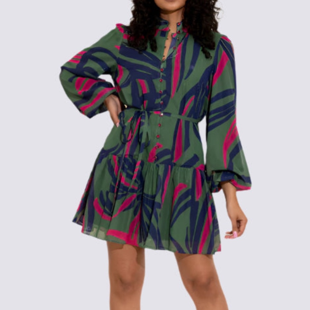 Alden Adair Adele Dress Drop Waist Balloon Sleeve Gorgeous! NEW NWT Large - Picture 3 of 12